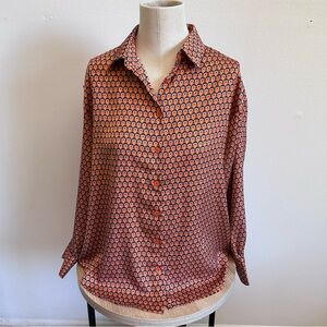 Nasty Gal Printed Button Down Top Size Medium